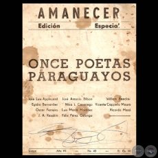 ONCE POETAS PARAGUAYOS - AMANECER – EDICIÓN ESPECIAL, 1972