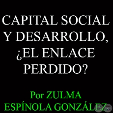 CAPITAL SOCIAL Y DESARROLLO, EL ENLACE PERDIDO? - Por ZULMA ESPNOLA GONZLEZ 