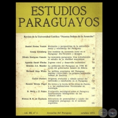 REVISTA DE ESTUDIOS PARAGUAYOS - VOL. III, N° 1 - 1975 - CEADUC - Director. BARTOMEU MELIA