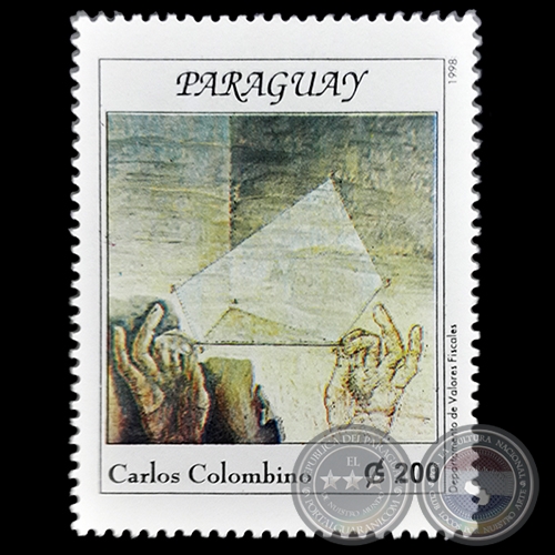 XILOPINTURA de CARLOS COLOMBINO - PINTURAS CONTEMPORÁNEAS - SELLO POSTAL PARAGUAYO AÑO 1998