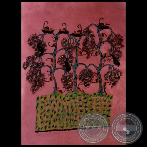 DIBUJO INDGENA 28 - Obra de OGWA FLORES - Coleccin GRUPO LIEBIG