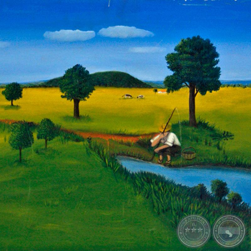 PESCANDO - Óleo de ADELAIDA COLMÁN