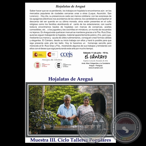 HOJALATAS DE AREGU, 2009 - EL CNTARO ESPACIO CULTURAL-ALMACN DE ARTE