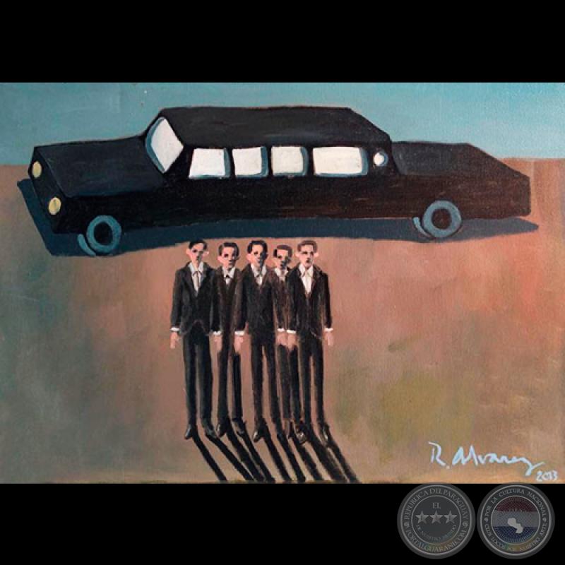 CINCO HOMBRES EN LIMUSINA, 2013 - Óleo de RICARDO ÁLVAREZ