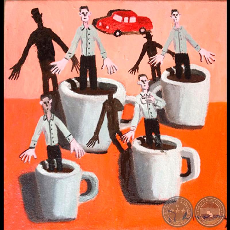 CUATRO CAFÉS, 2015 - Óleo de RICARDO ÁLVAREZ