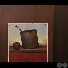 TARRO CON PINCEL, 2006 - Óleo de SEBASTIÁN DÍAZ