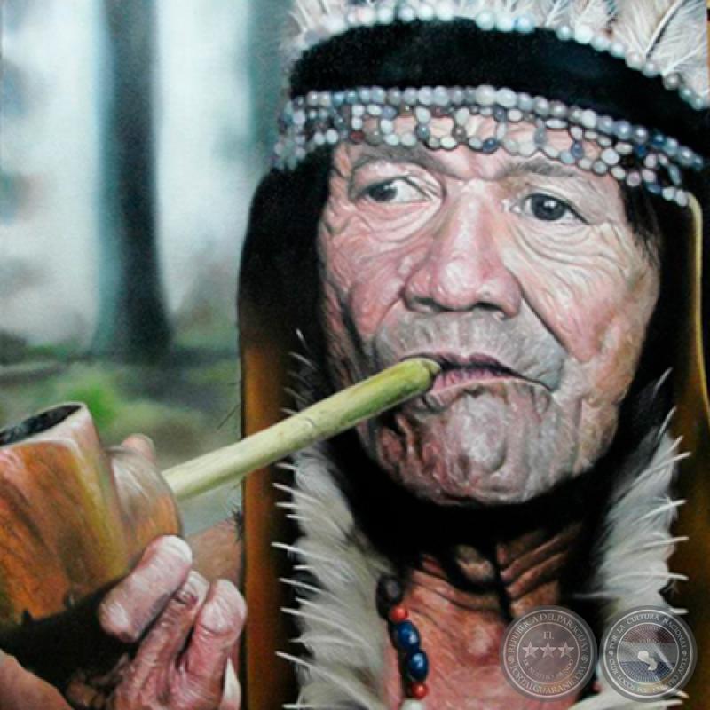 INDIO AMERICANO, 2012 - Óleo de EMMANUEL FRETES ROY