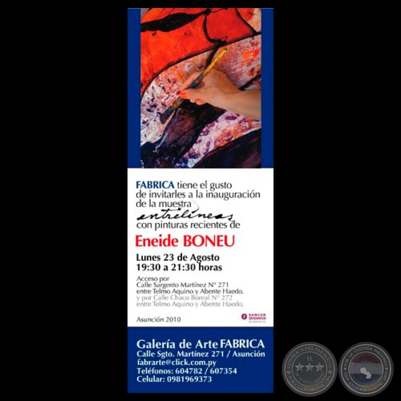 ENTRELÍNEAS, 2010 - Pinturas recientes de ENEIDE BONEU