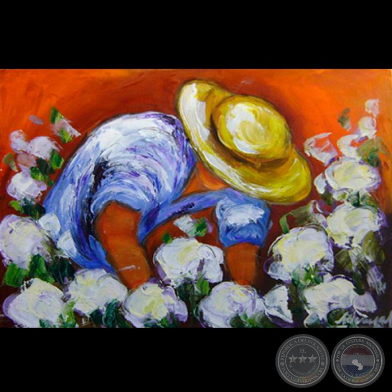 COSECHERO DE ALGODÓN - Óleo de HILDA VALENZANO