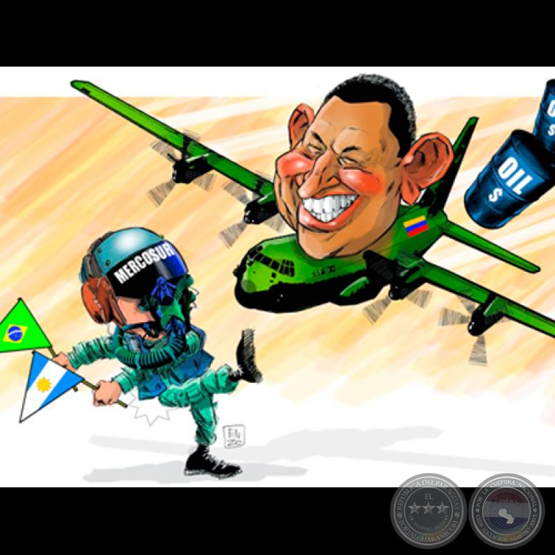 HUGO CHÁVEZ Y EL MERCOSUR - Caricatura digital de ENZO PERTILE