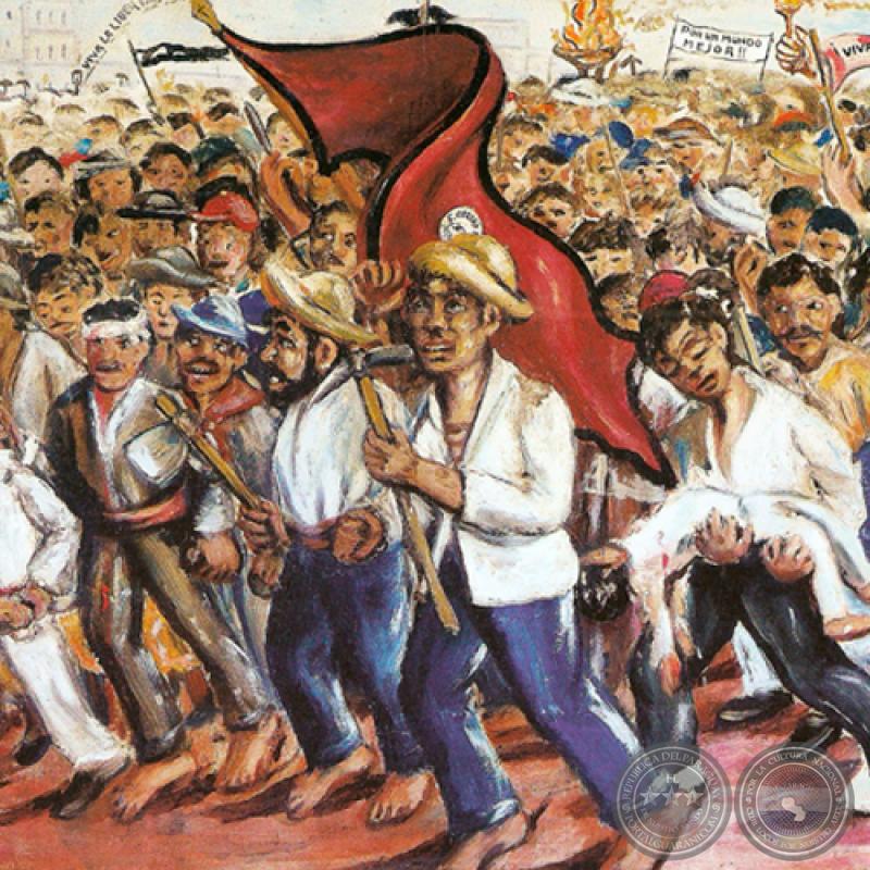 MANIFESTACIÓN OBRERA, 1960 - Óleo de IGNACIO NÚÑEZ SOLER