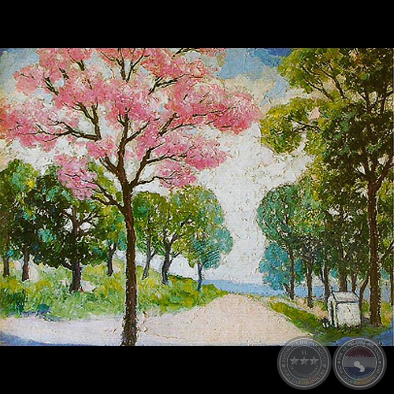 LAPACHO ROSADO, ÁRBOLES VERDES Y NICHO - Obra de JAIME BESTARD