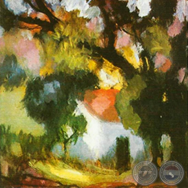 RANCHO CON ÁRBOLES CHIRCA, 1940 - Obra de JAIME BESTARD
