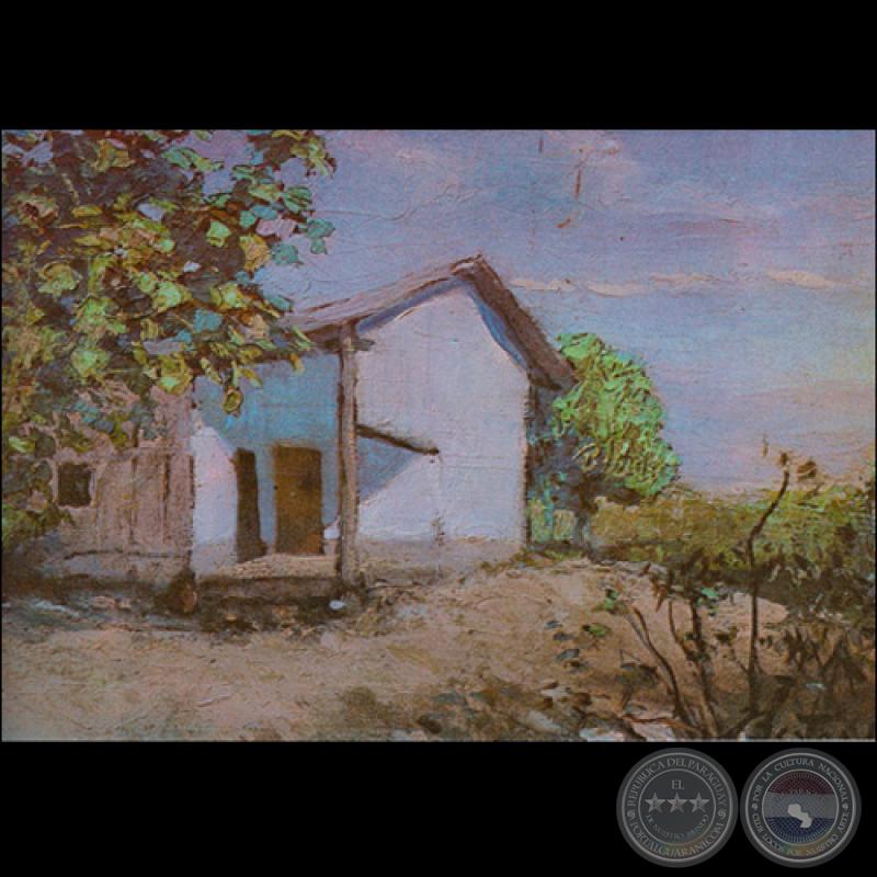 RANCHO CON ARBUSTOS - Óleo de JAIME BESTARD
