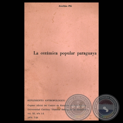 CERÁMICA POPULAR PARAGUAYA, 1976 - Ensayo de JOSEFINA PLÁ