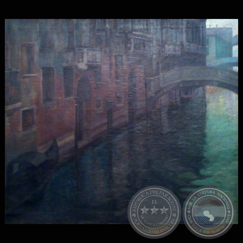 PAISAJE DE VENECIA, 1906 - Óleo de JUAN A. SAMUDIO