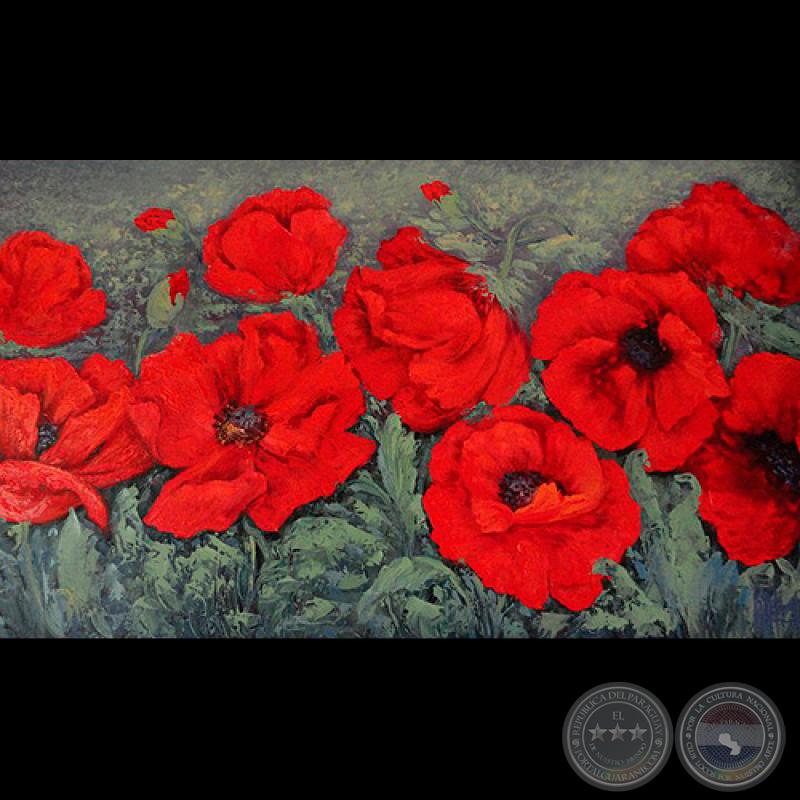 FLORES, 2011 - Óleo de KALELA ZALDÍVAR