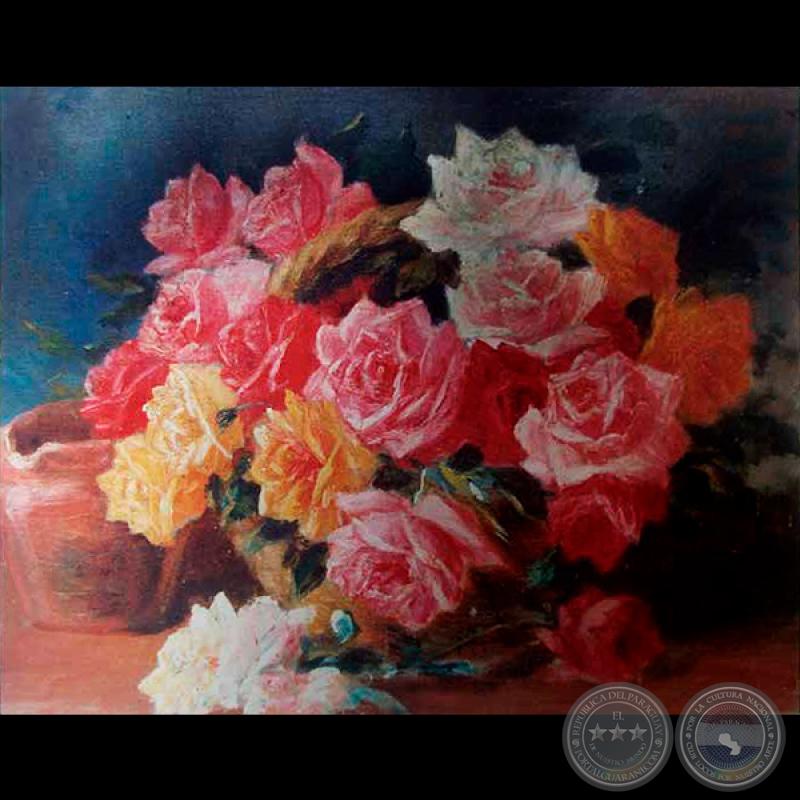 ROSAS, 1940 - Óleo de PABLO ALBORNO