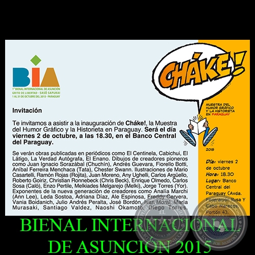 CHÁKE !, 2015 - BIENAL INTERNACIONAL DE ARTE DE ASUNCIÓN