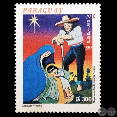 Pintura de MANUEL VIEDMA - NAVIDAD 1999 - PINTORES NACIONALES - SELLO POSTAL PARAGUAYO AO 1999