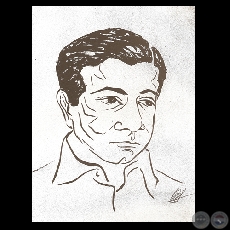 RETRATO DE AUGUSTO ROA BASTOS - Dibujo a tinta de OLGA BLINDER