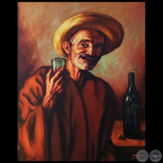 CAMPESINO BEBIENDO - Óleo de LEONARDO TORFS