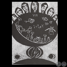 YBYCUʼI RAPÉ, 1975 - Xilografía de MIGUELA VERA