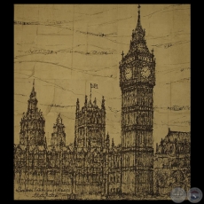 LONDRES, 1986 - Boceto en tinta china  de ALBERTO MILTOS