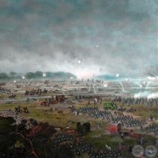 ATAQUE DEL BOQUERÓN VISTO DESDE EL POTRERO PIRIS - Óleo sobre tela de CANDIDO LÓPEZ 