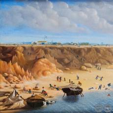 CAMPAMENTO ARGENTINO EN EL EMPEDRADO, 1865 - Óleo sobre tela de CANDIDO LÓPEZ