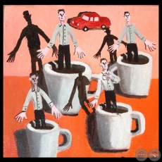 CUATRO CAFÉS, 2015 - Óleo de RICARDO ÁLVAREZ