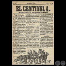 EL CENTINELA Nº 2 PERIÓDICO SERIO..JOCOSO, ASUNCIÓN, MAYO 2 de 1867