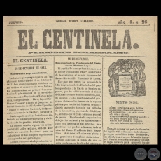 EL CENTINELA Nº 26 PERIÓDICO SERIO..JOCOSO, ASUNCIÓN, OCTUBRE 17 de 1867