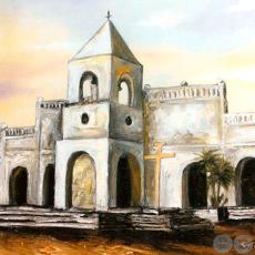IGLESIA DE LA CIUDAD DE EMBOSCADA - Óleo de GRISELDA ROSSI SCHUBERT