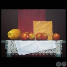 ROJO - COMPOSICIÓN CON FRUTAS - Óleo de HERNÁN MIRANDA