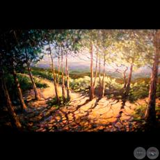 CAMINO CON ÁRBOLES - Óleo de ISABEL DE ANDA