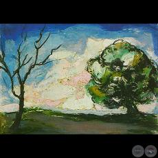 ÁRBOL SECO Y ÁRBOL CON COPA - Óleo de JAIME BESTARD