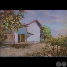 RANCHO CON ARBUSTOS - Óleo de JAIME BESTARD