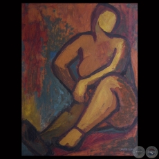 MUJER, 1956 - Pintura sobre duratex de LAURA MÁRQUEZ