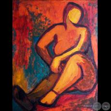 MUJER, 1956 - Pintura sobre duratex de LAURA MÁRQUEZ