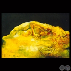 MUJER RECOSTADA, 1998 - Óleo sobre tela de Manuel Escobedo