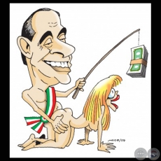 SILVIO BERLUSCONI, 2009 - LÍDERES DEL MUNDO - Caricatura de NICO