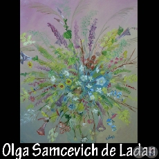 FLORES MULTICOLORES - Pintura de Olga Samcevich de Ladan - Ao 1997