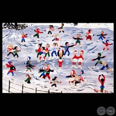 SKATING ON DODDINGTON LAKE, 1984 - Acrílicos de YSANNE GAYET