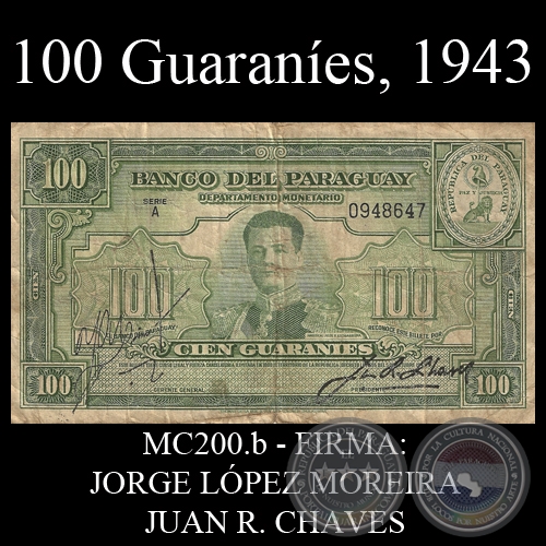 CIEN GUARANÍES - MC200.b - FIRMA: JORGE LÓPEZ MOREIRA - JUAN R. CHAVES