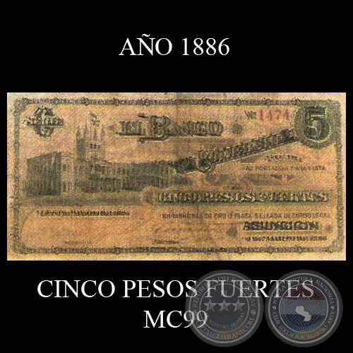 CINCO PESOS FUERTES - MC99 - RARO