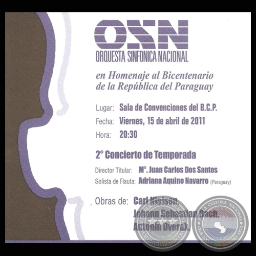 2º CONCIERTO DE TEMPORADA - OSN – ORQUESTA SINFÓNICA NACIONAL - VIERNES; 15 DE ABRIL DE 2011
