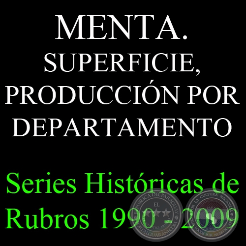 MENTA. SUPERFICIE, PRODUCCIÓN POR DEPARTAMENTO 1990 - 2009