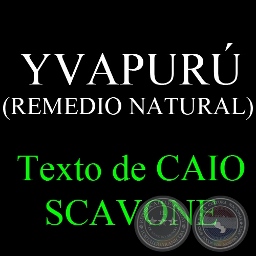 YVAPURÚ (REMEDIO NATURAL) - Texto de CAIO SCAVONE