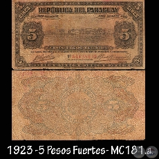 CINCO PESOS FUERTES - FIRMA: MARIANO B. MORESCHI – ALFREDO JACQUET